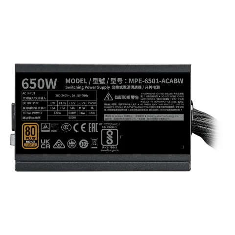 Cooler Master ATX 3.1 650W - 80+ Bronze - MWE 650 V3 Noir — vue 3