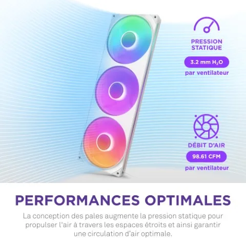 NZXT F420RGB Core Fan (Single Frame) - Blanc — vue 8
