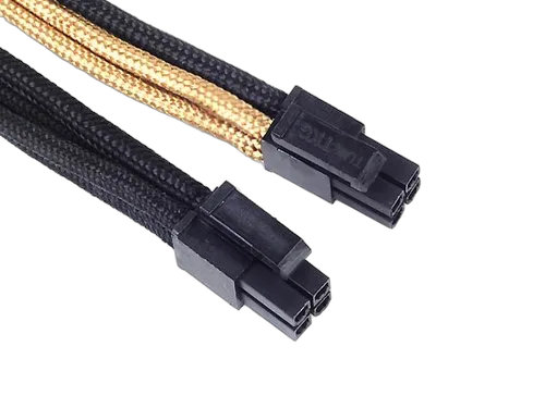 Silverstone Cable tressé 8-Pin EPS/ATX 4+4-Pin 300mm GOLD/Black — vue 3