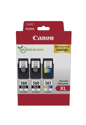 Canon Multipack Noires*2 + Couleur - PG-560XLx2/CL-561XL MULTI — vue 1