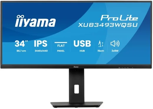 Iiyama XUB3493WQSU-B6 - 34" UWQHD 120Hz IPS PIP FreeSync — vue 3