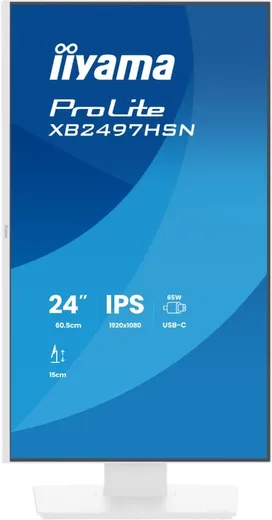Iiyama ProLite XB2497HSN-W1 - 24" FHD 100Hz IPS USB-C Dock RJ45 Pivot HP Blanc — vue 2