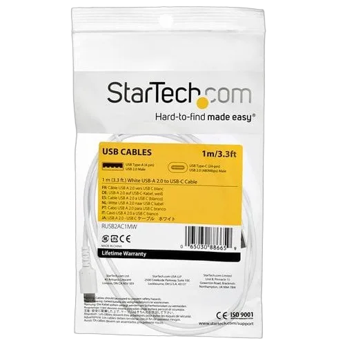 StarTech Cable White USB 2.0 to USB C Cable 1m — vue 6