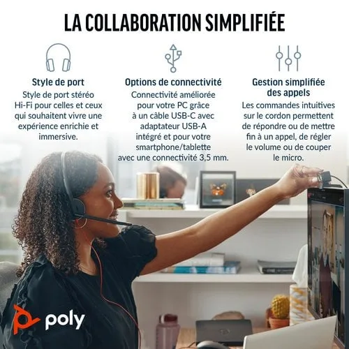 HP POLY BW C3225 STEREO USB-C HS — vue 3