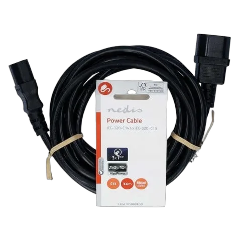 Nedis Rallonge IEC C14 vers IEC C13 - 3m - Noir — vue 1