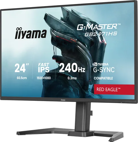 Iiyama G-Master GB2471HS-B1 - 23.8" FHD 240Hz Fast IPS 0.3ms G-Sync Adaptive Sync — vue 3