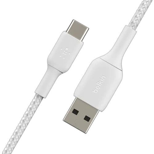 Belkin USB-A to USB-C Cable Braided 0.15M White — vue 3