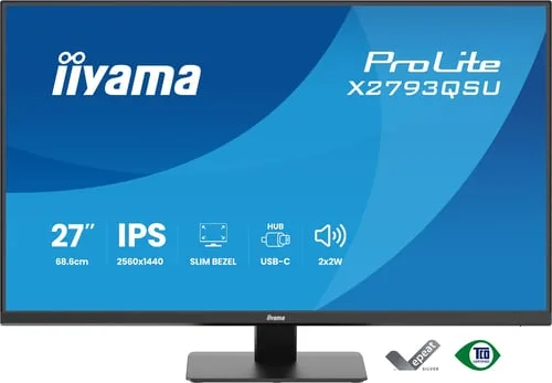 Iiyama Prolite X2793QSU-B1 - 27" QHD 75Hz IPS 1ms Adaptive Sync — vue 1