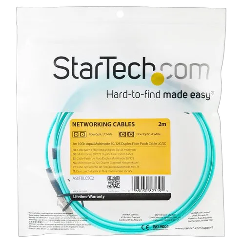 StarTech 2m 10 Gb Aqua Fiber Patch Cable LC/LC — vue 4