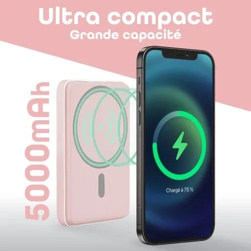T'nB Powerbank USB-C - 5000 mAh - 20W - Rose — vue 4