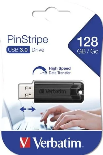 Verbatim USB DRIVE 3.0 128GB PINSTRIPE BLACK — vue 5