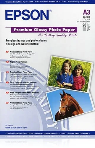 Epson Paper/Prem Glossy Photo A3 255gm2 20sh — vue 1