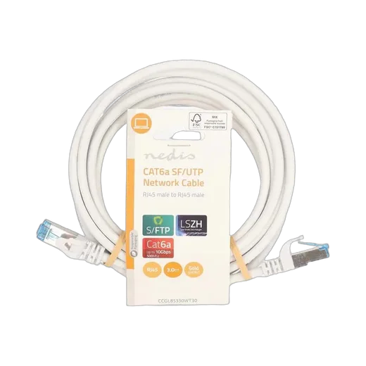 Nedis Câble RJ45 Cat6a S/FTP - 3m - Blanc — vue 1