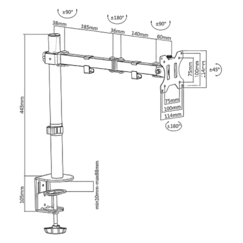 Kimex International Support bureau 1 écran PC 13"- 32" — vue 2