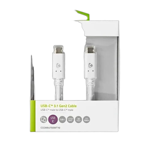 Nedis Câble USB-C 3.2 Gen2/100W/1m/Blanc — vue 3