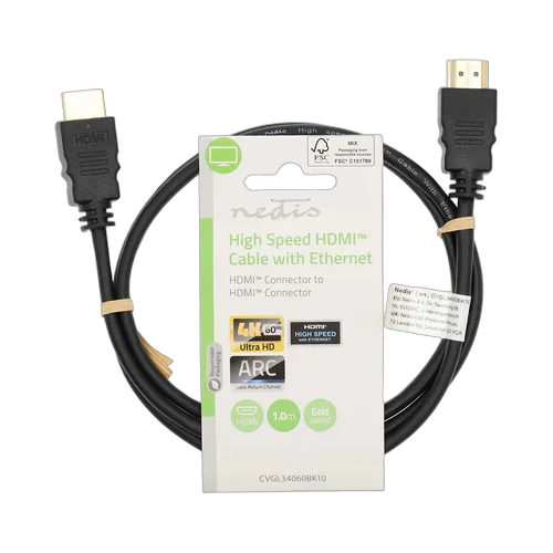 Nedis Câble HDMI 2.0 Highspeed + Ethernet mâle/mâle - 1m — vue 3