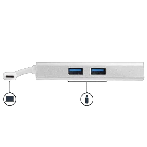 StarTech USB C Multiport Adapter - PD - Silver — vue 3