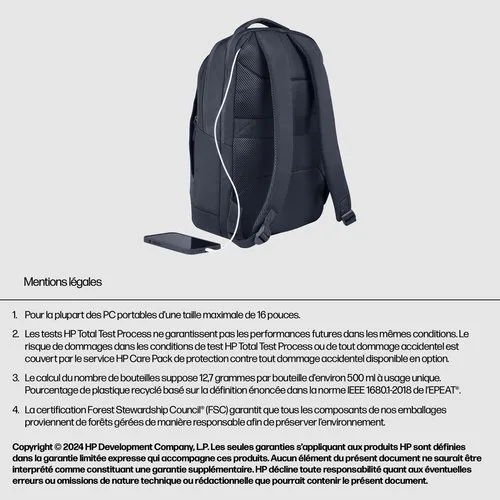 HP Evday 16 Odyssey Gray Laptop Backpack — vue 6