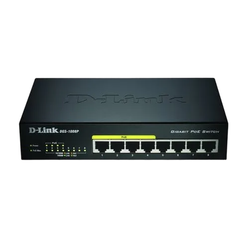 D-Link 8 Ports Gigabit/4 Ports PoE+ - DGS-1008P — vue 1