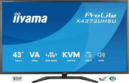 Iiyama X4373UHSU-B2 - 43" 4K/60Hz ou FHD 120Hz VA 3ms USB-C KVM — vue 2
