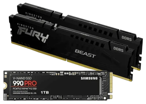 Kingston Fury Beast 32Go (2x16Go) DDR5 6000Mhz + Samsung 990 Pro 1TB — vue 1