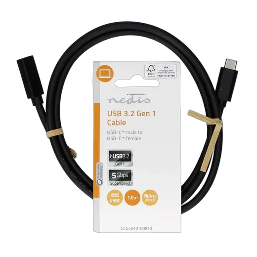 Nedis Câble USB-C 3.2 mâle/femelle - 60W - 1m - Noir — vue 1
