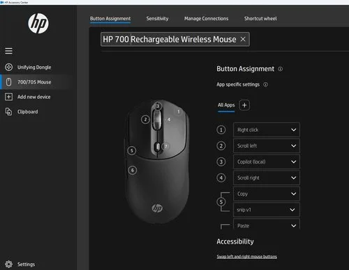 HP 700 Rechargeable Wireless Mouse EMEA- — vue 7