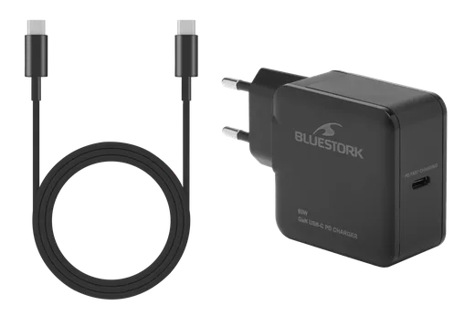 Chargeur GaN 65W - USB-C + Câble USB-C 1.8m - Noir