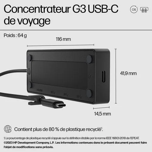 HP USB-C TRAVEL HUB G3 — vue 5