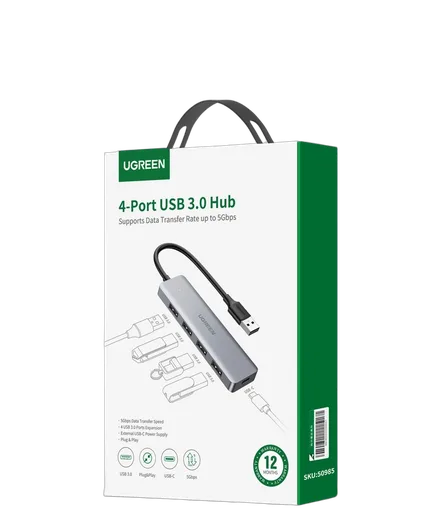 UGREEN 5 ports USB-A vers 4xUSB-A+Micro USB - 0.15m - Gris — vue 2