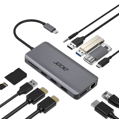 Acer ADAPTATEUR TYPE-C 12-EN-1 : 2x USB 3.0 (HP.DSCAB.009) — vue 1