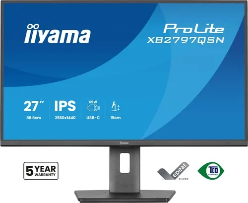 Iiyama Prolite XB2797QSN-B1 - 27" QHD 75Hz IPS Pivot USB-C 65W — vue 1
