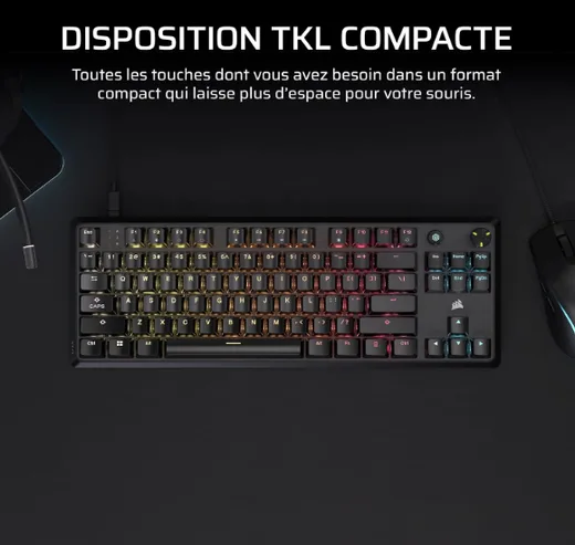 Corsair K70 Core TKL - Mécanique - Filaire - RGB - Noir — vue 3