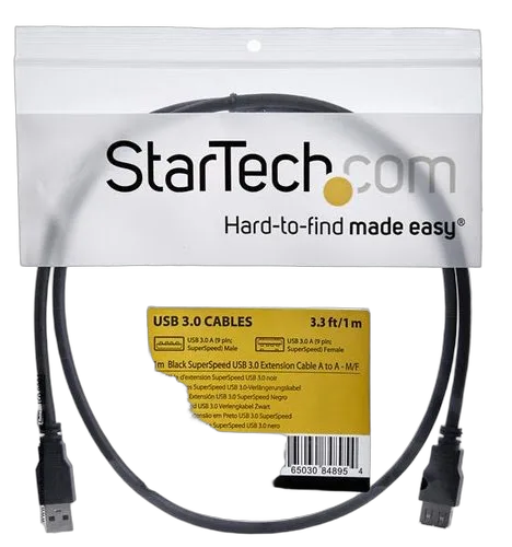 StarTech 1m Black USB 3.0 Extension Cable M/F — vue 5