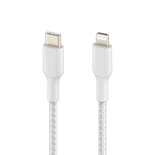 Belkin Lightning to USB-C Cable Braid 1M White — vue 3