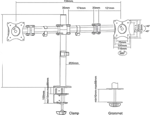 NewStar Desk Mount 10-27" Tilt/Rotate/Swiv BLACK — vue 9