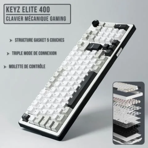 The G-LAB Keyz Elite 400 WG - Mécanique - Sans-Fil - RGB - Blanc/Gris — vue 7