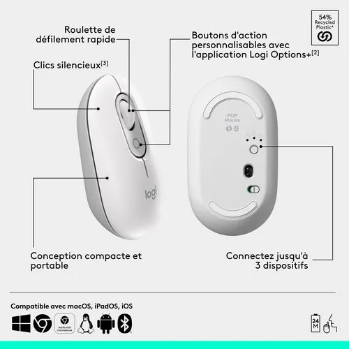 Logitech Pop - Sans fil - Blanc — vue 8