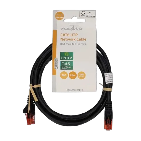 Nedis Câble RJ45 Cat6 U/UTP - 2m - Noir — vue 1
