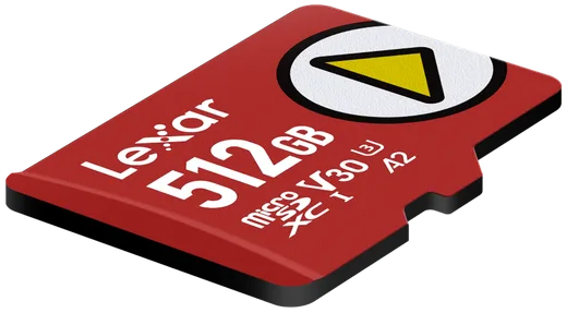 Lexar Micro SDXC 512Go Class 10 U3 V30 A2 LMSPLAY512G-BNSNG — vue 3
