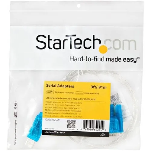 StarTech 3" USB to RS232 DB9 Serial Adapter Cable — vue 5