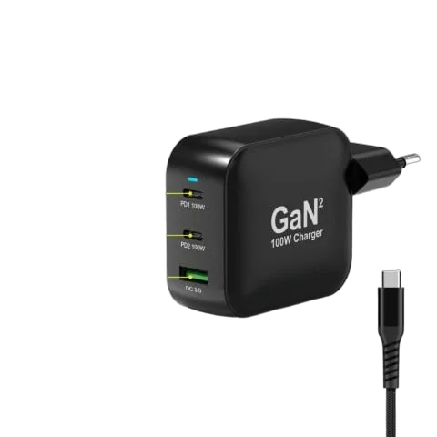 Port Chargeur mural 100W GaN 3 ports + Câble USB-C - 2m — vue 5