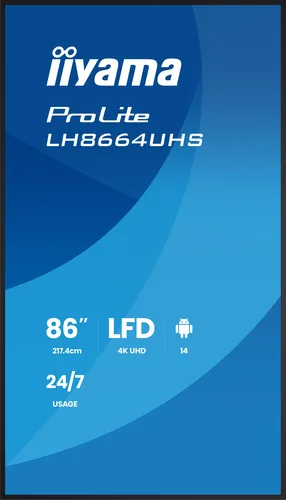 Iiyama LH8664UHS-B3AG - 85.6" 4K IPS 8ms Android14 iiShare — vue 3