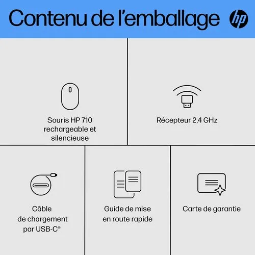 HP 710 RECHBL Silent SLV Bluetooth Mouse — vue 21