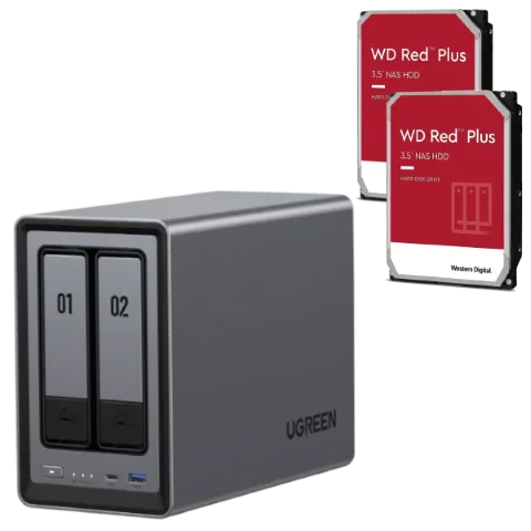 UGREEN DXP2800 - 2 Baies avec 2 disques WD 4To RED Plus — vue 1