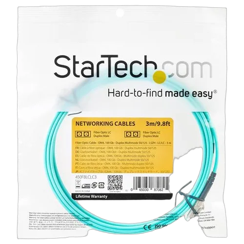 StarTech 3m Aqua MM 50/125 OM4 Fiber Optic Cable — vue 4