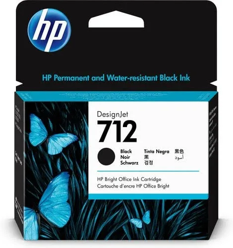 HP Cartouche d'encre DesignJet 712, noir, 80 ml — vue 1