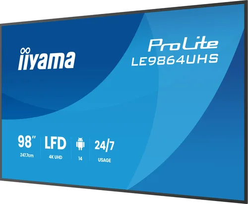Iiyama LE9864UHS-B1AG - 98" 4K VA 6.5ms Adroid 14 OS iiShare Wifi — vue 3
