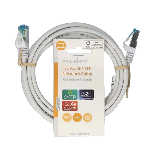 Nedis Câble RJ45 Cat6a S/FTP - 2m - Blanc — vue 1