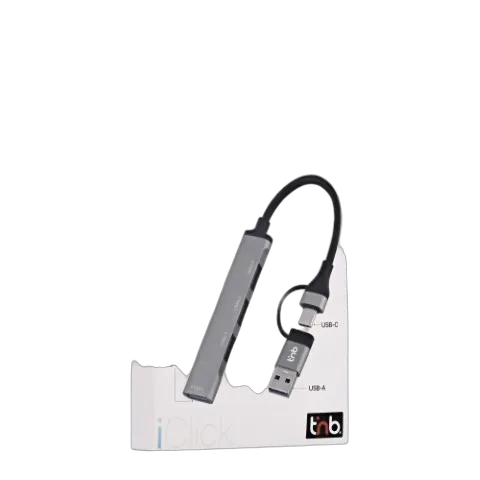 T'nB iClick Hub USB-A/USB-C - 4 ports - Gris — vue 2